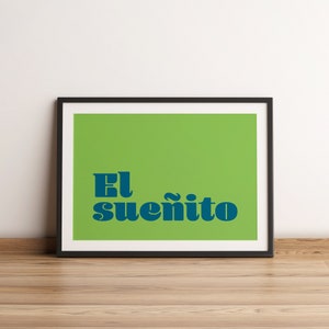 El Sueñito Word Art Print, Impresión tipográfica de arte mural, Cita inspiradora motivacional en español, Sigue tus sueños, Arte de pequeños sueños