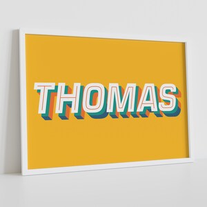 Impresión personalizada de arte de letra de nombre brillante y en negrita, impresión de nombre de letra del alfabeto, decoración de pared de nombre de niños, impresión de arte de diseño de nombre personalizado, arte de guardería
