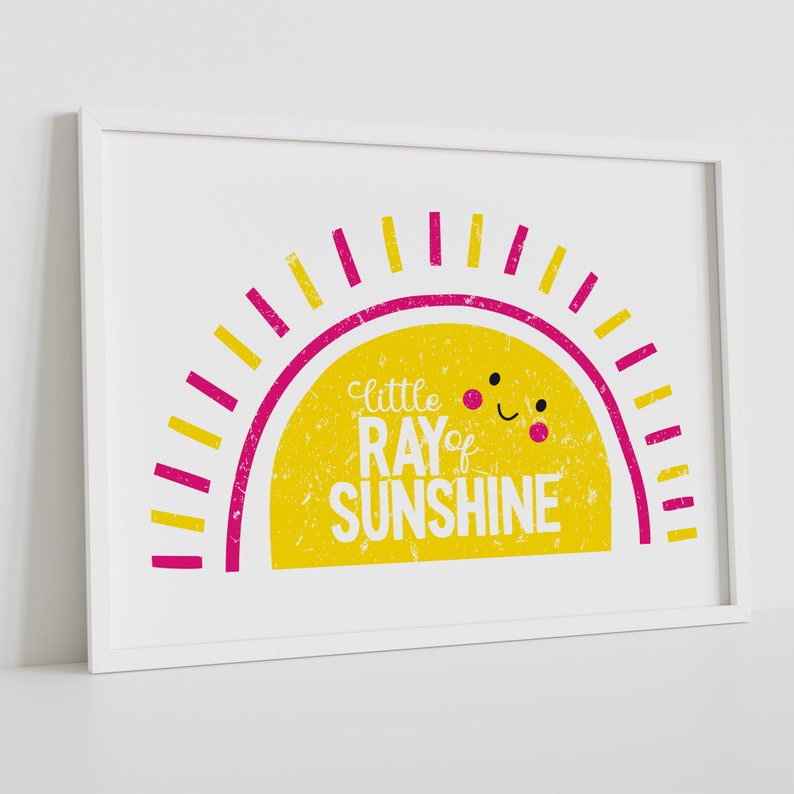 Little Ray of Sunshine Typographic Art Print, Nursery Wall Letter Art, Kids Bedroom Print, New Baby Gift, No personalisation