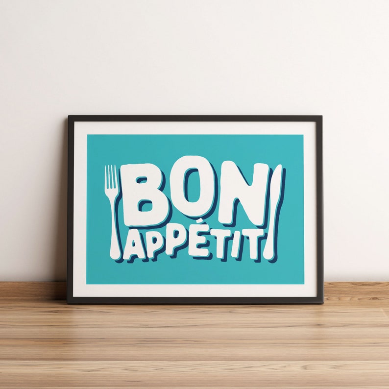 Bon Appetit Print, Kitchen Poster, Foodie Gift, Culinary Art Poster Print, French Wall Decor, French Quote Print, Housewarming Food Art image 8