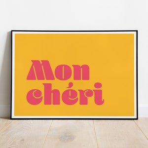 Mon Chéri Word Art Print / Impresión tipográfica / Arte mural / Impresión de citas motivacionales / Inspiración / Italiano / Impresiones de arte A5, A4 y A3