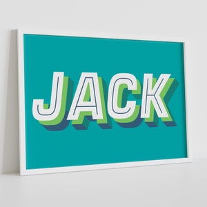 Impresión artística con letras y nombres personalizados para niños, impresión de letras del alfabeto con nombres coloridos personalizados, póster artístico para dormitorio infantil, impresión de nombre retro