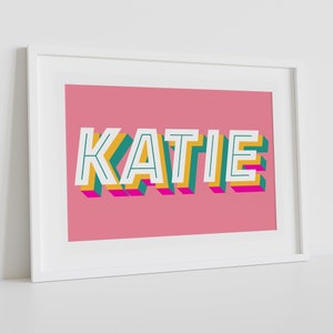 Impresión personalizada del arte de la letra del nombre, impresión del nombre de la letra del alfabeto, impresión del nombre del dormitorio de los niños, decoración del nombre de la guardería, arte de la pared del nombre de los niños adolescentes