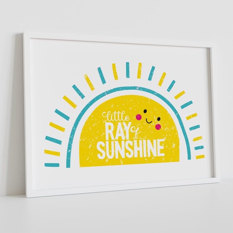 Little Ray of Sunshine Typographic Art Print, Nursery Wall Letter Art, Kids Bedroom Print, New Baby Gift, No personalisation