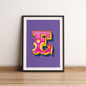 Bright, Bold Carnival Initial Letter Art Print | Circus Monogram | Alphabet Letter Print | 4 colour options | A5, A4 and A3 Art Print