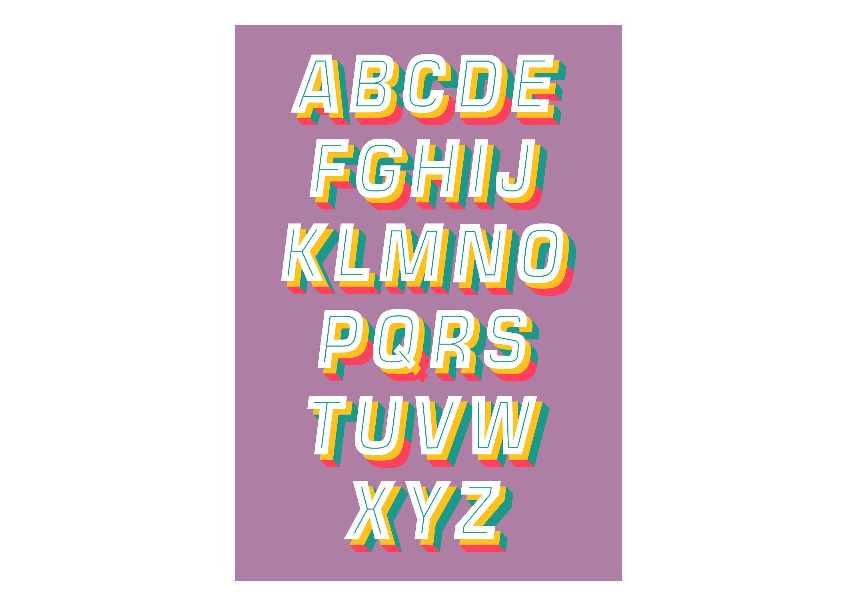 Personalised Bright Bold Name Letter Art Print Alphabet - Etsy