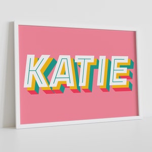 Stampa artistica personalizzata con lettera nome brillante e in grassetto / Stampa nome lettera alfabetica / 5 opzioni di colore / Stampa artistica A5, A4 e A3