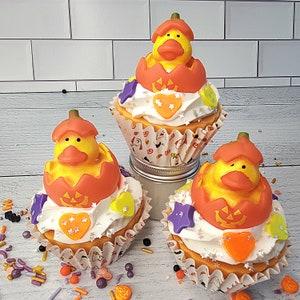 Rubber Duck Pumpkin Soap Cupcake - duck cupcake soap - pumpkin soap cupcake - rubber duck cupcake - Halloween cupcake soap - pumpkin duck