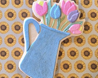 Bomba de baño para el Día de la Madre - vegana - bomba de baño con forma de flor - bomba de baño pintada a mano - bomba de baño con forma de jarra de tulipán