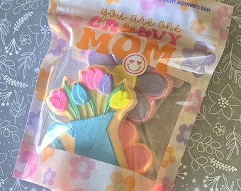 Groovy Mom Bath Bomb Gift Set - vegan - flower bath bombs - handpainted bath bomb - tulip pitcher bath bomb - Mothers Day bath bombs