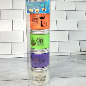 Mini Halloween Sugar Scrub Sampler - organic ingredients - natural exfoliation - luxury skin-loving oils - vegan - cruelty free -