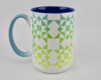 Quilters Never Cut Corners - Large Mug - Teal and Lime