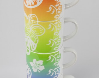 Tropical Parfait Stackable Mugs, Set of Four