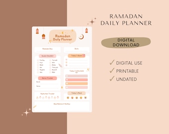 Planificador diario de Ramadán 2026 / Lista de tareas imprimible para el seguimiento del Ramadán (A4, PDF)