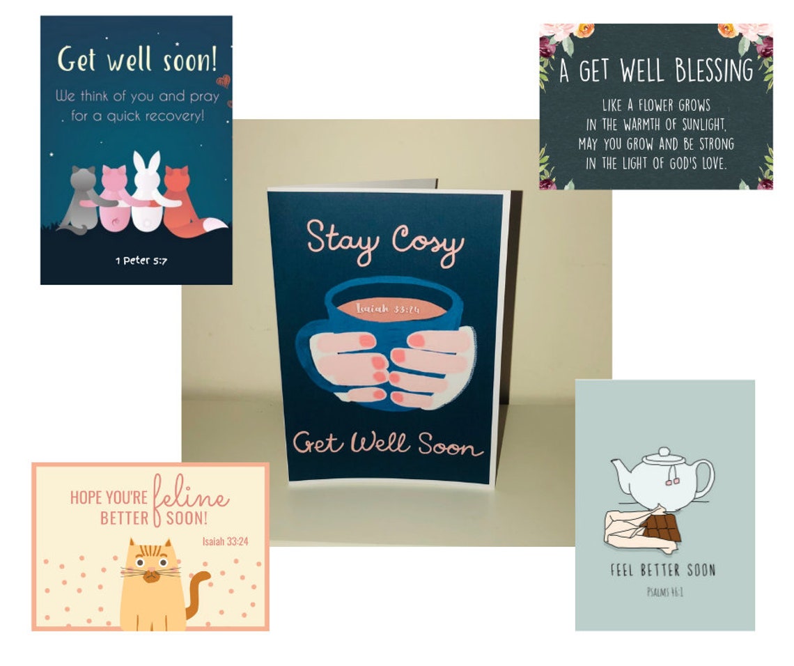 JW Get Well Soon Card Set. 5 Different Designs. Digital | Etsy
