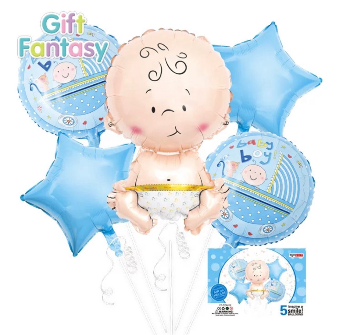 5 Pcs Baby Boy BalloonFoil Air / Helium Balloon Pram Baby Etsy