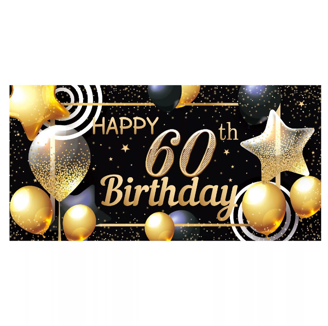 Happy 60th Birthday Backdrop Banner Photo Background Polyester - Etsy UK
