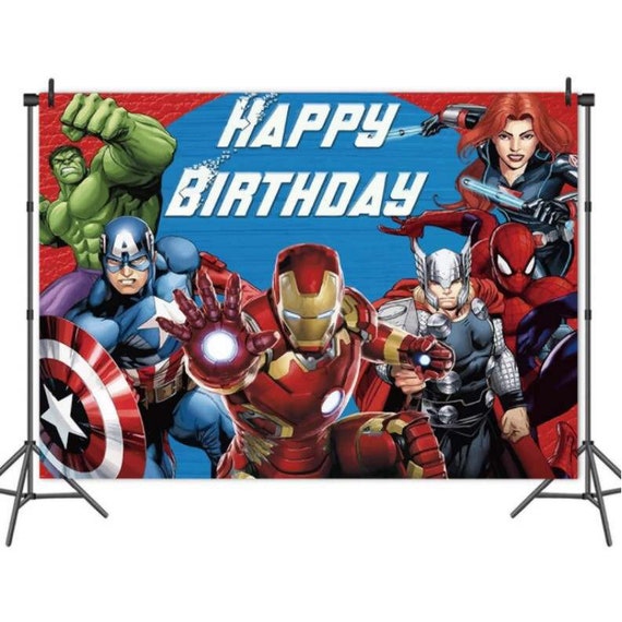 Joyeux Anniversaire Toile De Fond Banniere Marvel Photo Etsy France
