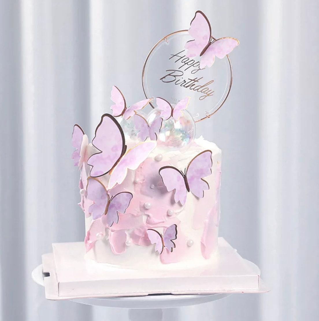 10 Pcs Happy Birthday Cake Topper Set Butterfly Theme Etsy