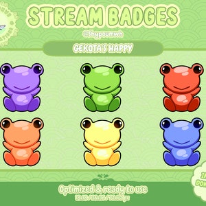 Gekota Happy Frog [Railgun] Sub/Bit Badges for Twitch, Discord | Kawaii/Flux