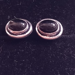 Beautiful Handmade Simple Oval Tops Earring with 925 Sterling Silver and Natural Black Onyx Earring, Gift Earring, Tops Push Boho Earring