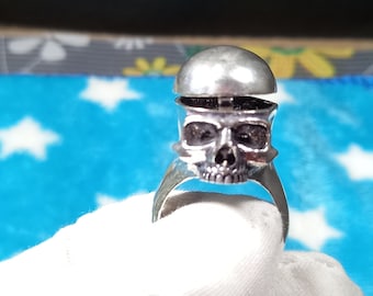 Excellent Gift Ring, Secret Message Ring, Handmede Skull Poison Ring,925 Sterling Silver  Ring, Jewelry Box Ring, Openable Ring, Skull Ring