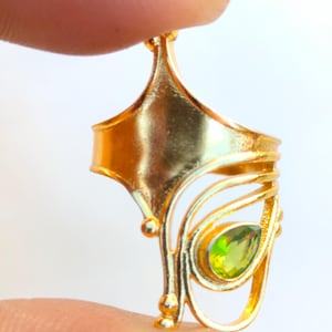 18K Gold Plated Handmade Peridot Ring, 18KGold Plated Ring,Silver Designer Ring, Engagement Statement Ring ,Women Ring , Gold Jewelry Ring