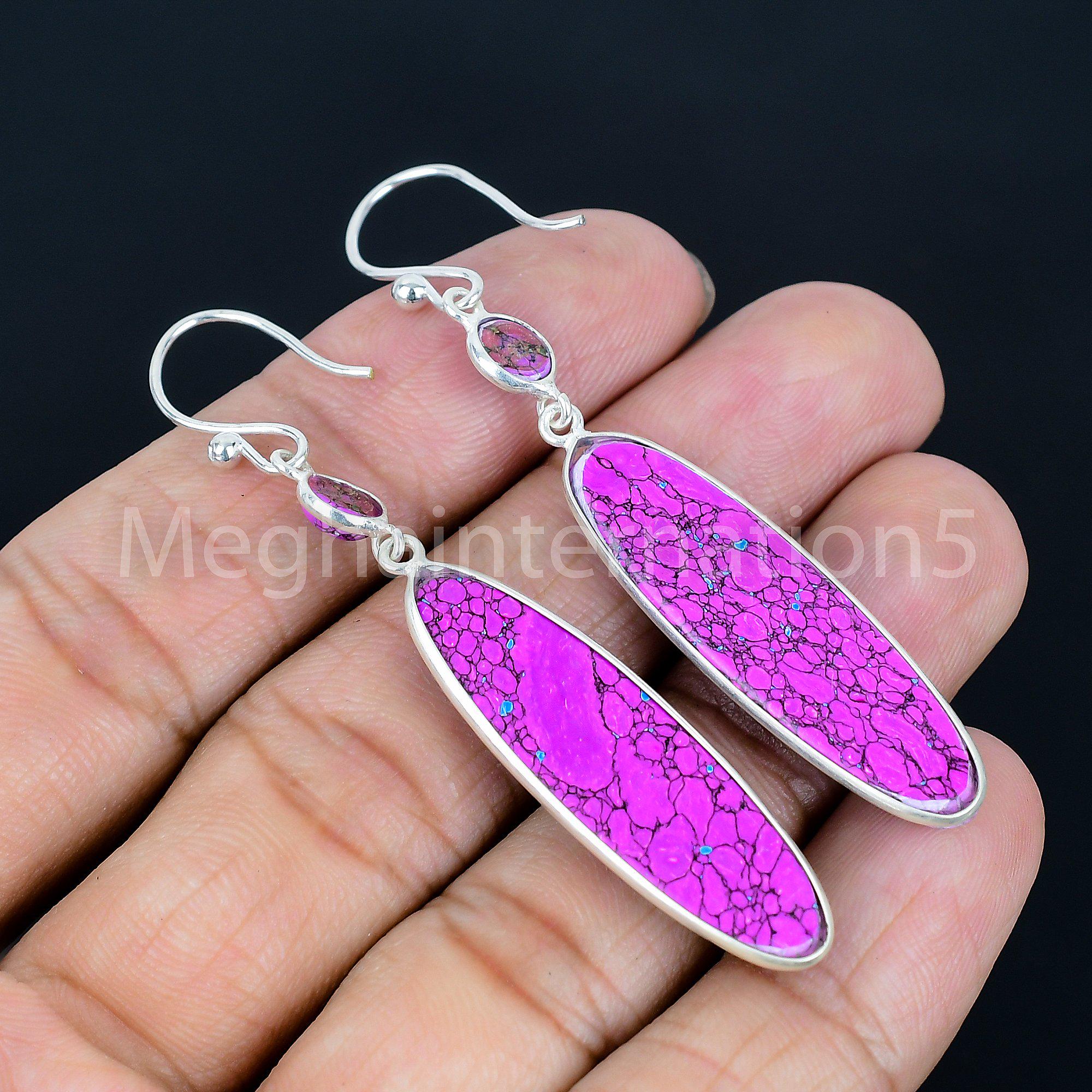 Boucles d'oreilles fantaisies - Pierres de type turquoise - Neuves
