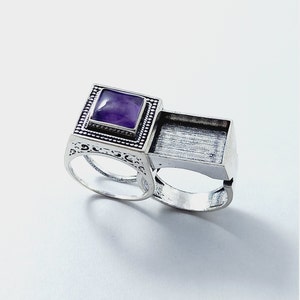 Anillo de veneno increíble, anillo de amatista con caja secreta, anillo con compartimento secreto, anillo llamativo, bañado en plata 925, anillo de veneno abrible, regalo para ella