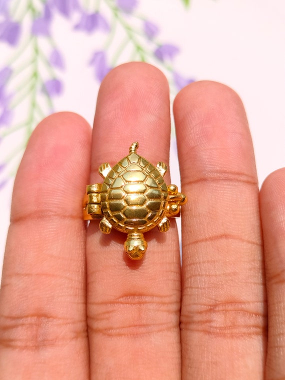 Cute Turtle Poison Ring, Secret Box Ring, 18K Gold Plated Ring
