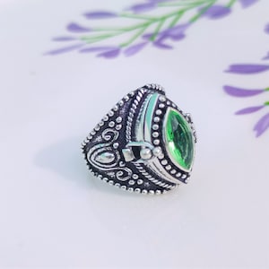 Natural Peridot Poison Ring, Handmade Marquise Poison Ring, Locket Ring, 925 Silver Plated Ring, Mother Day gift, unique poison ring