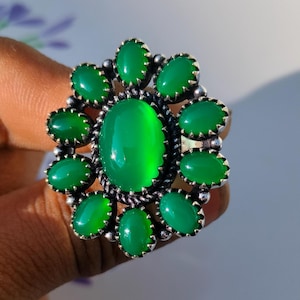 Green Onyx Ring, 925 Sterling Silver Ring, Gift for Wife, Wedding Gift, Birthstone Ring, Statement Jewelry, Gemstones Ring, Green Gemstones