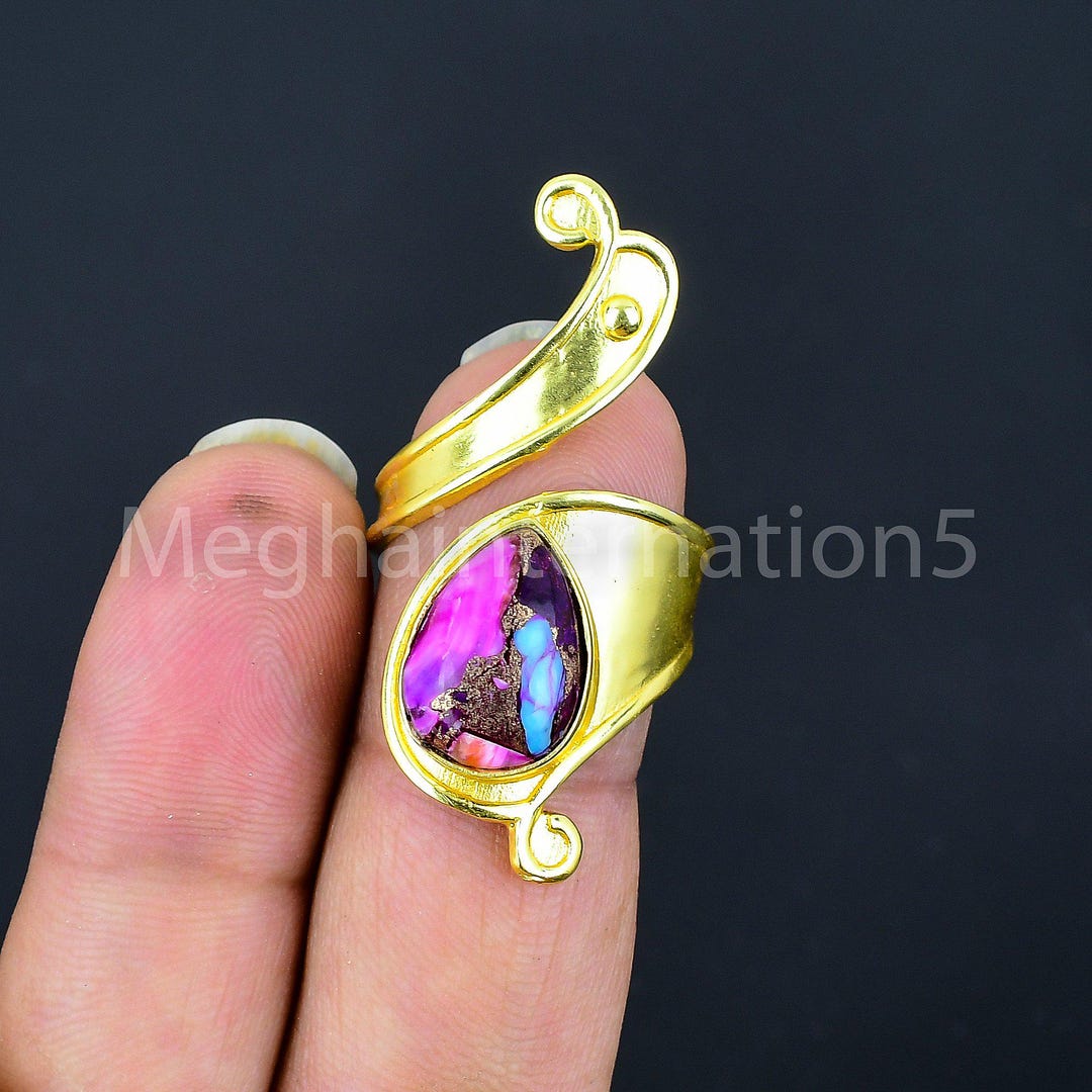 Royston Turquoise & Spiny w Mother of Pearl Open Ring