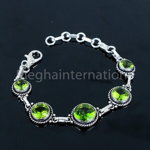 Natural Peridot Gemstone Handmade Bracelet, 925 Sterling Silver Bracelet, Anniversary Gift,Adjustable Bracelet, Teardrop Peridot Bracelet