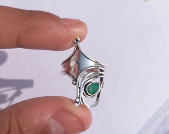Handmade 925 Silver Emerald Ring: May Birthstone Stacking Ring