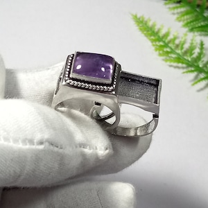 Excellnt Handmade Poison Ring, Amethyst Secret Box Ring, Secret Compartment Ring, Signet Pill Ring,Silver Plated Ring , Fashion Jewelry