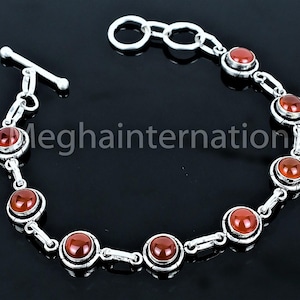 Natural Red Onyx Bracelet, 925 Sterling Silver Bracelet, Wedding Gift, Bracelet For Best Friend, anniversary gift, Mother Day, Jewelry