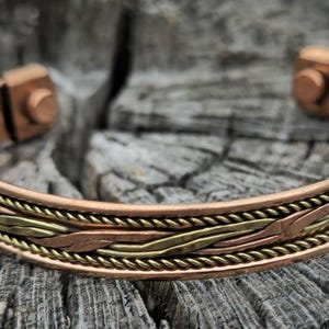 Copper and Brass Twisted Magnetic Bracelet, Copper Magnetic Bracelet