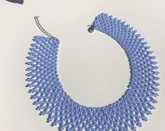 Handmade gift blue beads necklace | Traditional ukrainian sylianka