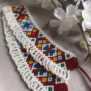 Traditional ukrainian design sylianka necklace | Traditional ukrainian beaded jewelry