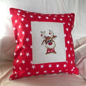 Handmade embroidered pillow cover &quot;Сhristmas deer&quot;| Pillowcase &quot;Сhristmas deer&quot; | Christmas decor| Pillow with Christmas deer