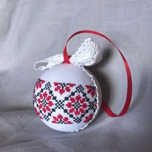 Ukrainian Christmas ball | Embroidery ukrainian ornament | Christmas tree bauble
