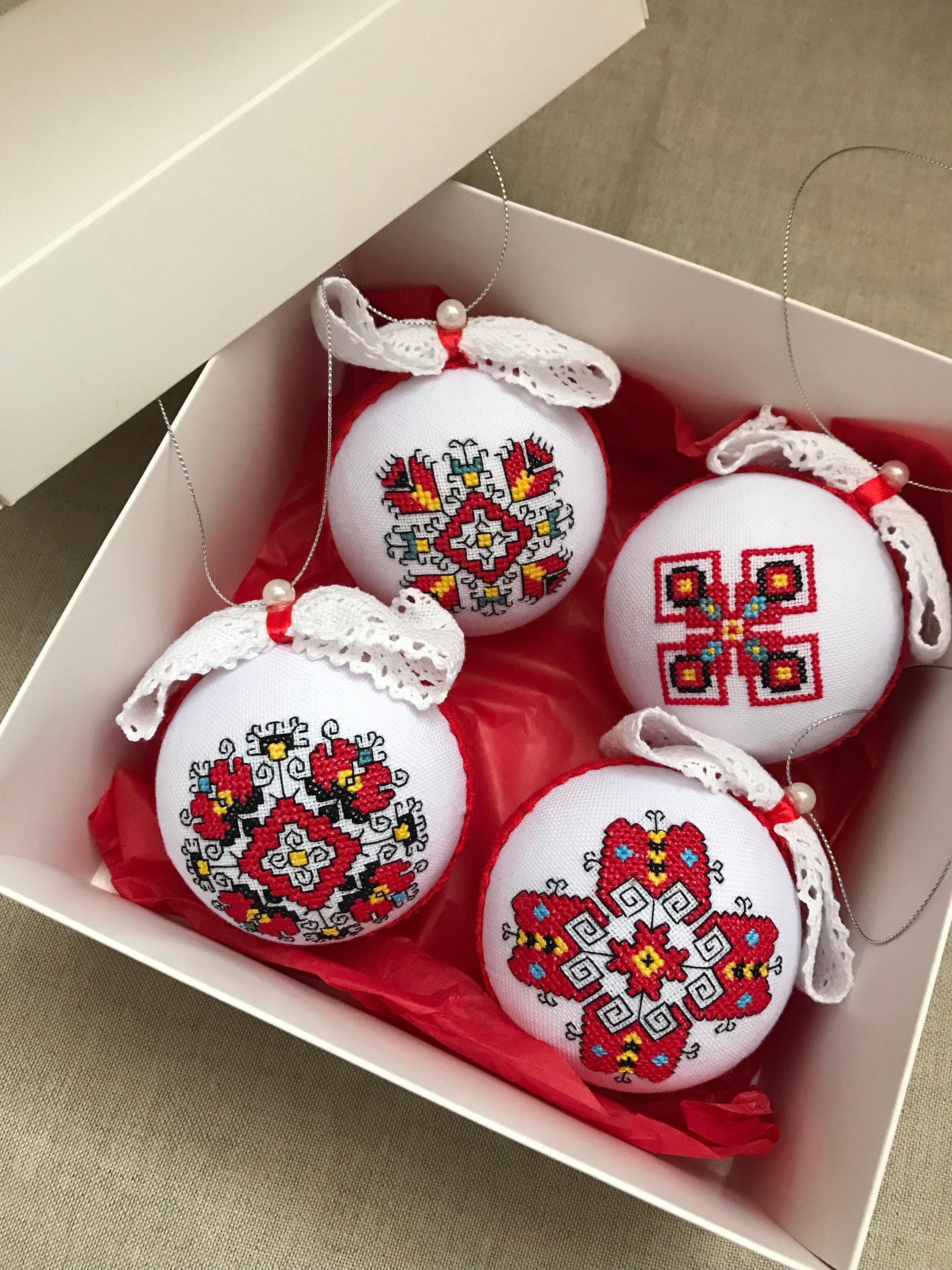 Ukrainian Christmas Balls Embroidery Ukrainian Ornament - Etsy New ...