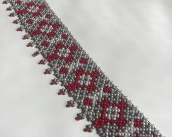 Colar ucraniano cinza sylianka | Joias tradicionais ucranianas com miçangas