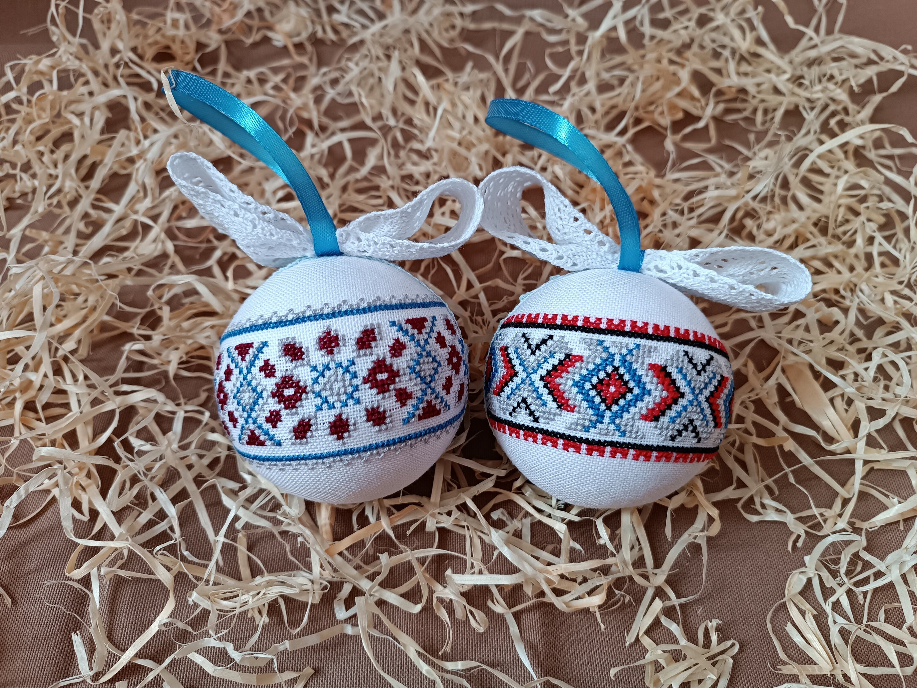 thumbnail image 2 of Winter Forest Hut Christmas Glass Bauble – 3.5", Blue, Handmade In Ukraine, Urita 2 of 3