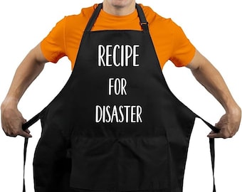 Delantal divertido para hombre: Delantal de barbacoa con receta para desastres, regalo para papá