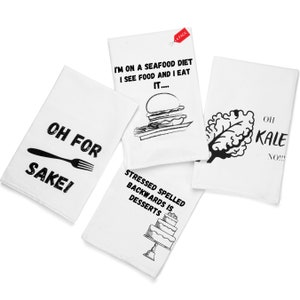 Funny Kitchen Towels - Cute Kitchen Towels with Sayings –Highly Absorbent 100% Cotton Funny Dish Towels – Kitchen Towels Decorative Set of 4