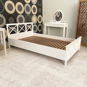 Bed for 12 inch doll 1:6 scale bed modern bed 1/6 size furniture. 1/6 size bed. Doll furniture image 1