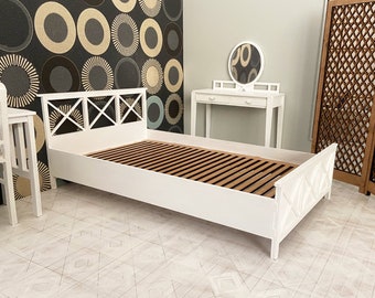 Bed for 12 inch doll - 1:6 scale bed - modern bed - 1/6 size furniture. 1/6 size  bed. Doll furniture