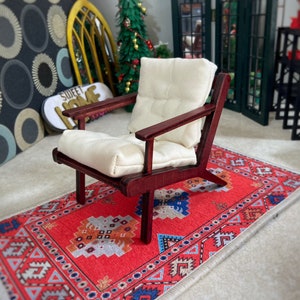 Wood chair for dollhouse - 1:6 scale - Furniture miniatures for doll, blythe, BJD roombox, vintage dollhouse, ooak doll armchair for doll